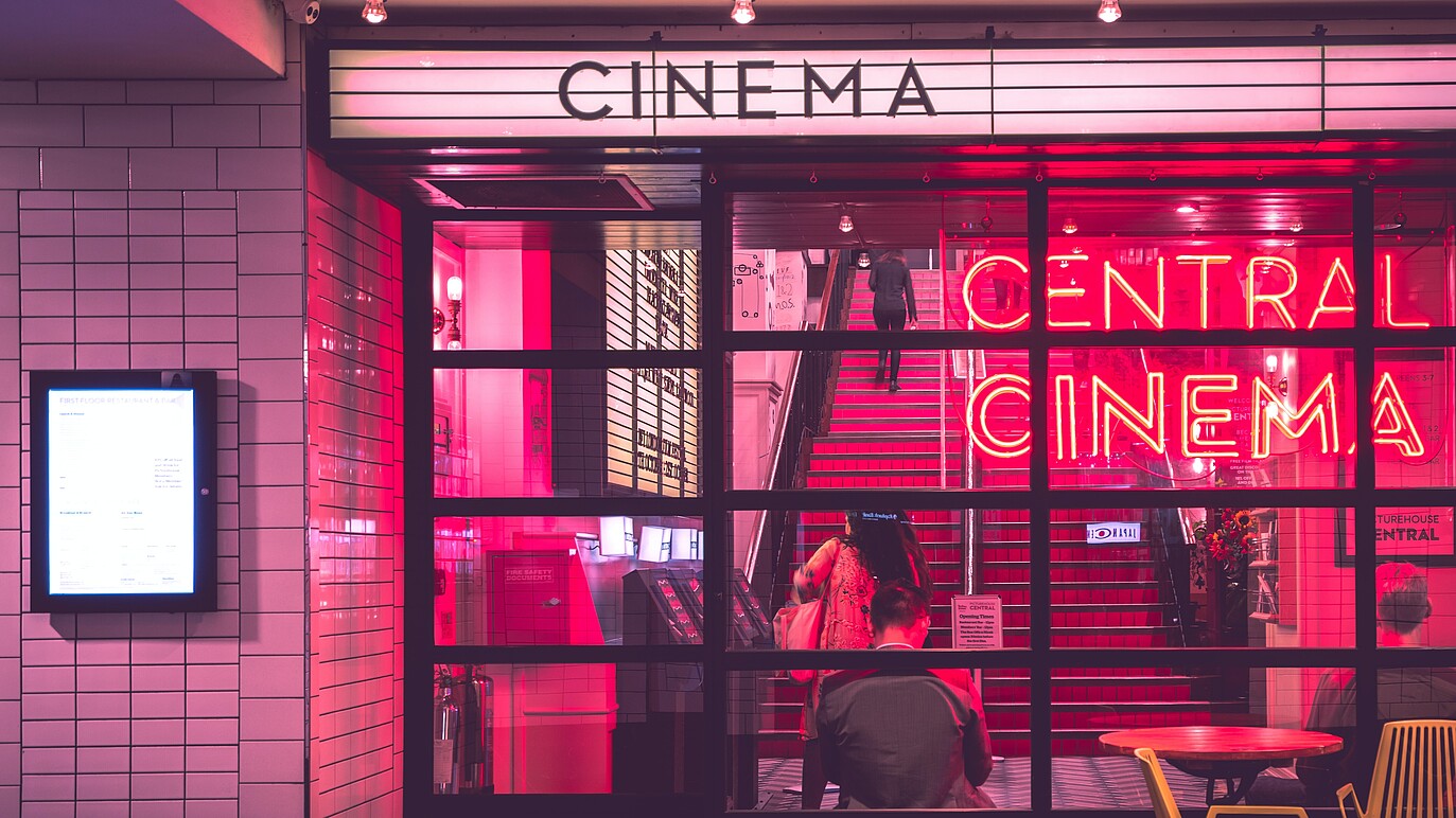 A photo shows facade of the movie cinema