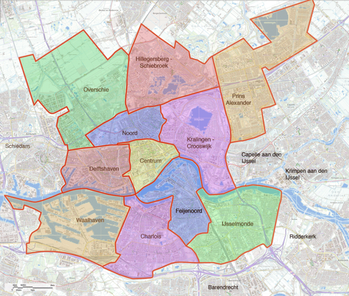 A map of the neighbourhoods in Rotterdam