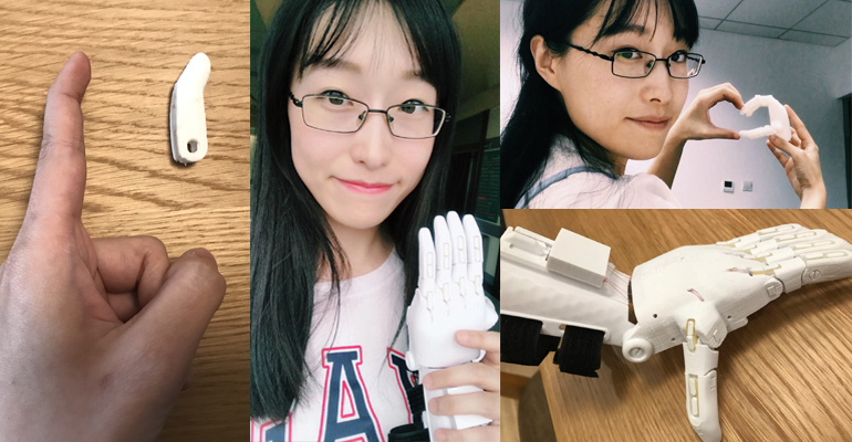 Fay Zhao with the 3D printing hands