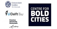 University Leiden, TU Delft, Erasmus University Rotterdam, and Centre for Bold Cities logos