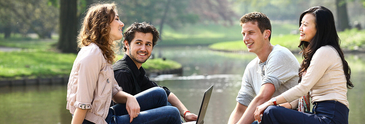 Students sitting outside