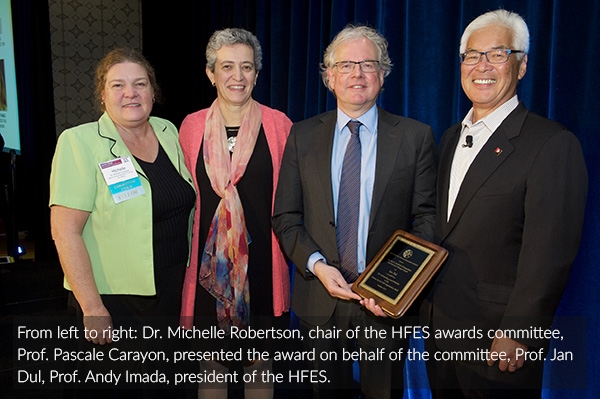 Prof. Jan Dul receives USA human factors and ergonomics award