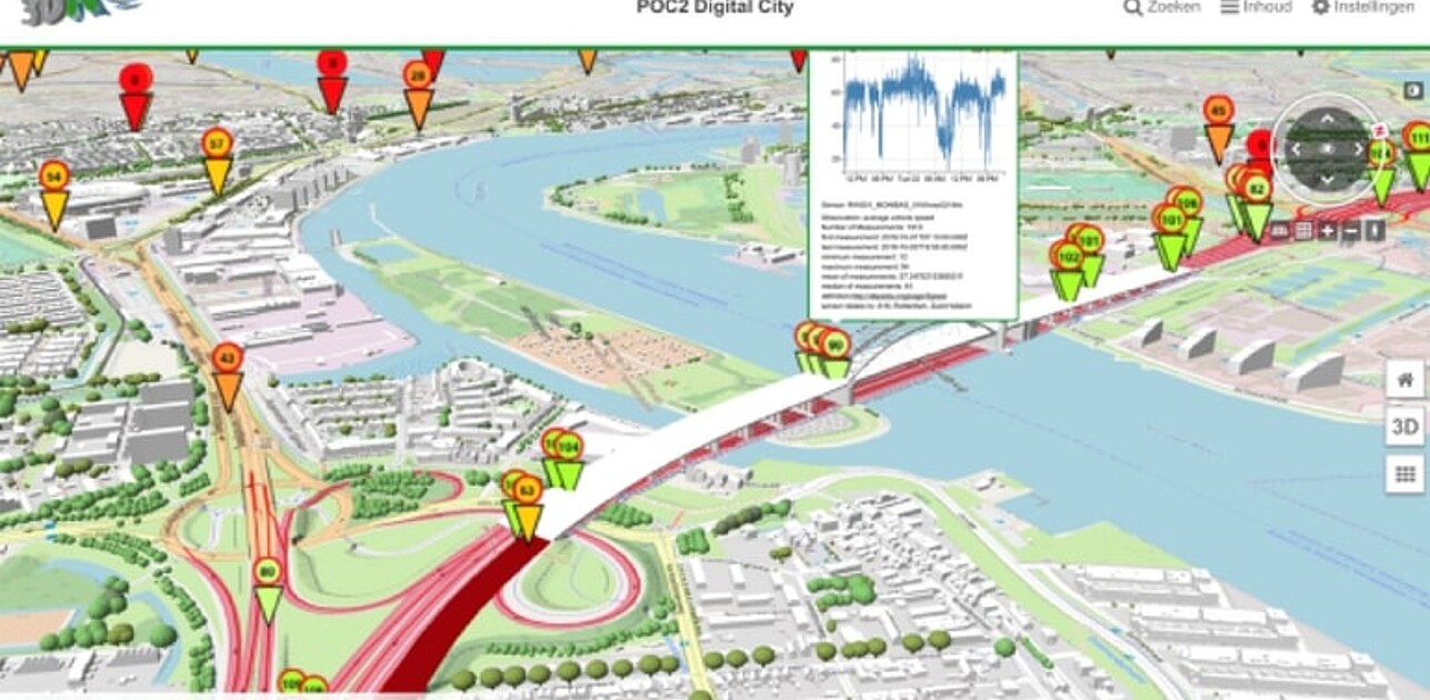 Digital city map of Rotterdam.