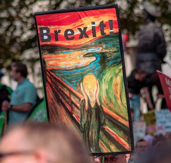Parody of the painting 'the scream' with brexit written above of it