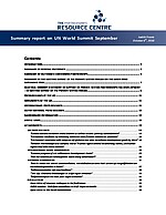 Summary report UN World Summit 2010 cover
