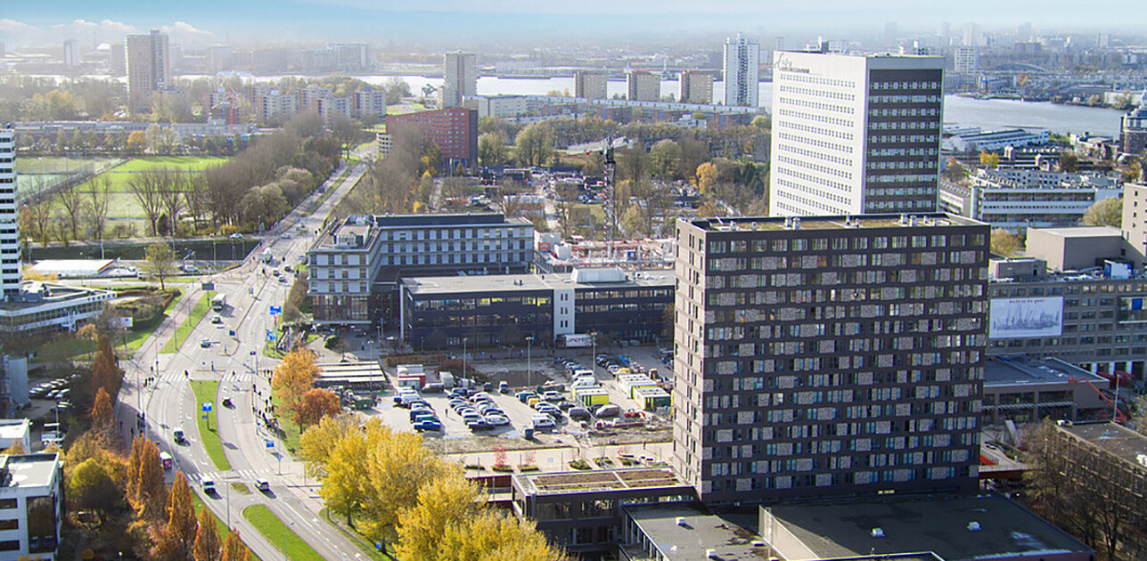 Drone shot of Campus Woudestein