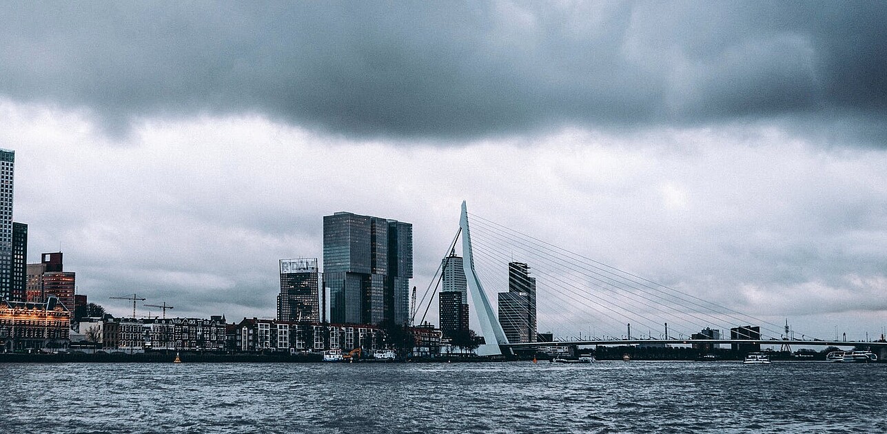 Erasmus bridge and Rotterdam skyline