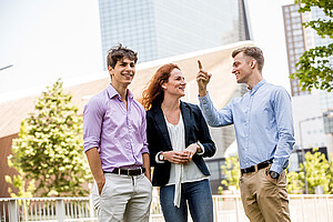 Three students on campus