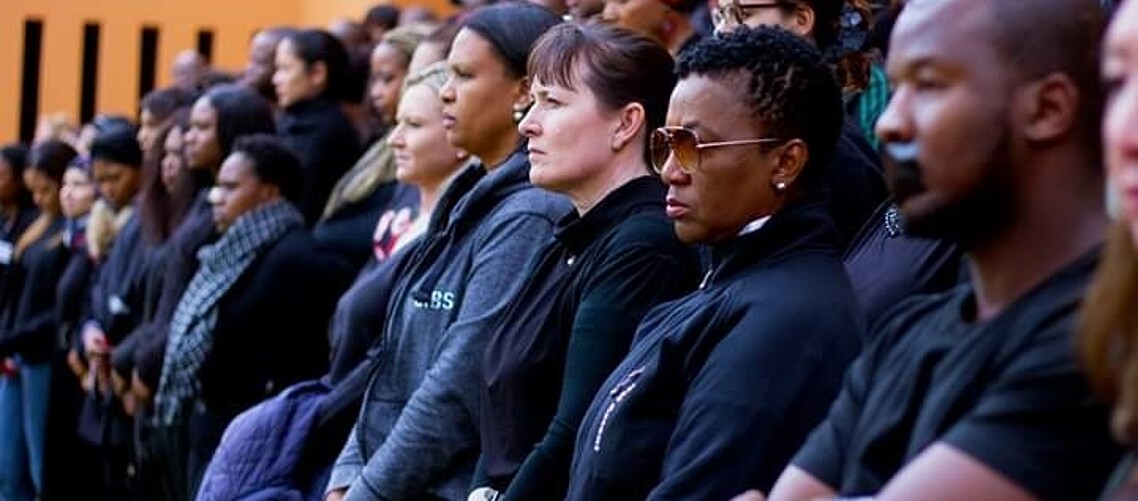 Prof. Kleyn leading the GIBS protest against Gender Based Violence in South Africa in 2019