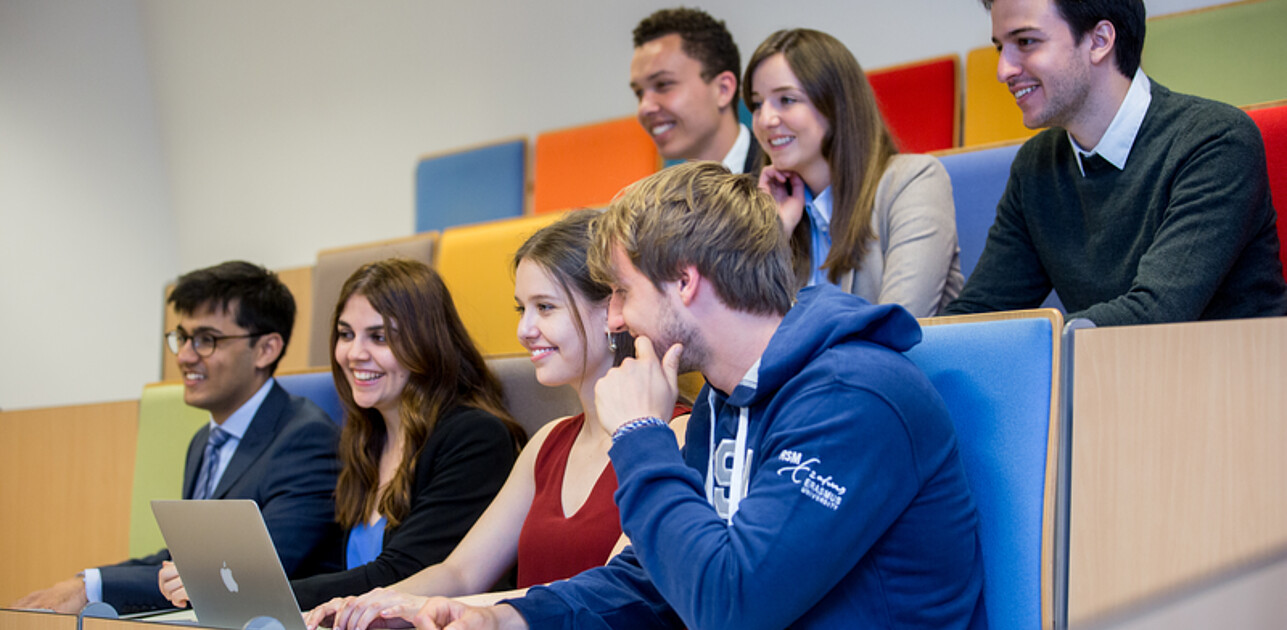 IBA students at Rotterdam School of Management sitting in their class.