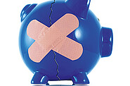 Broken and fixed piggy bank