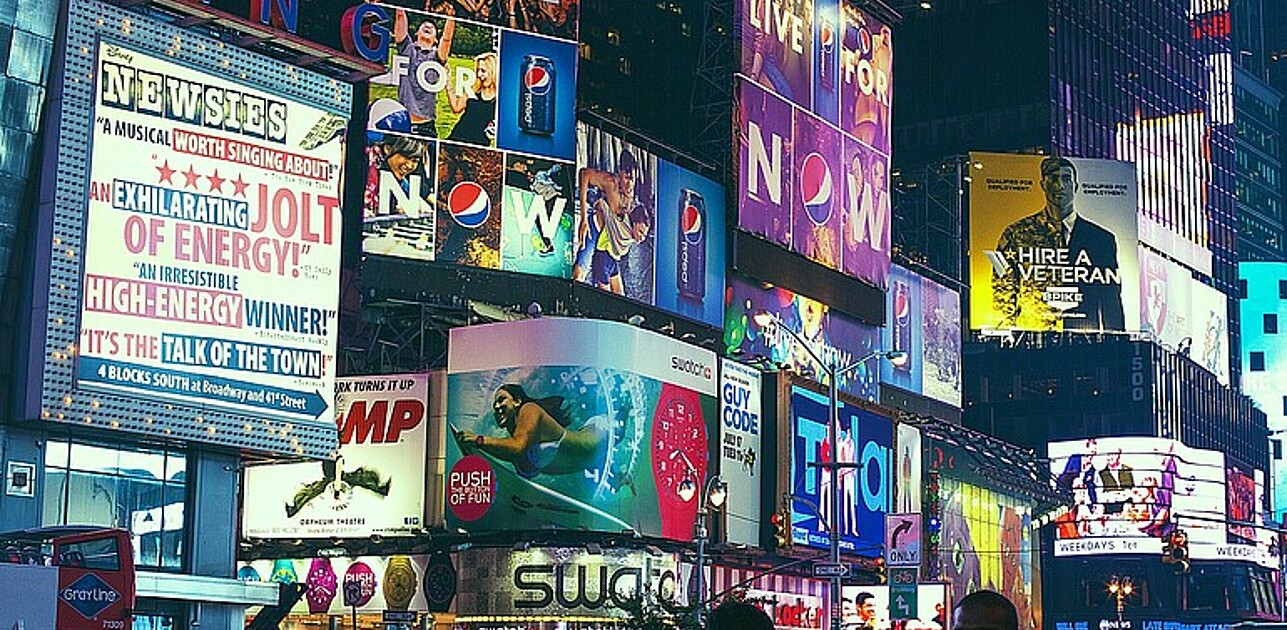 Billboards by night.