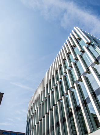 Campus building during summer