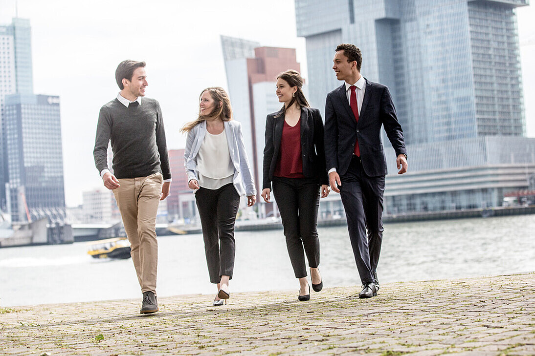 Students walking in Rotterdam city center