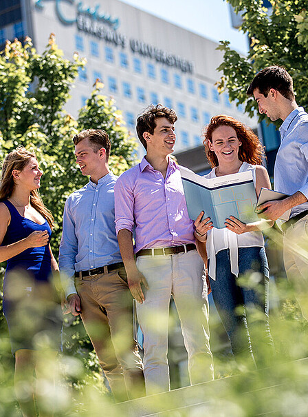 Students on Erasmus University campus in summer