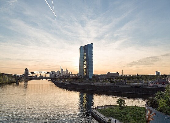 Photo shows Frankfurt riverside skyline