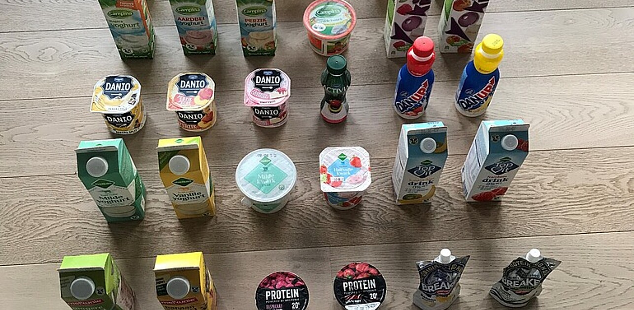Dietary products laid out evenly on floor