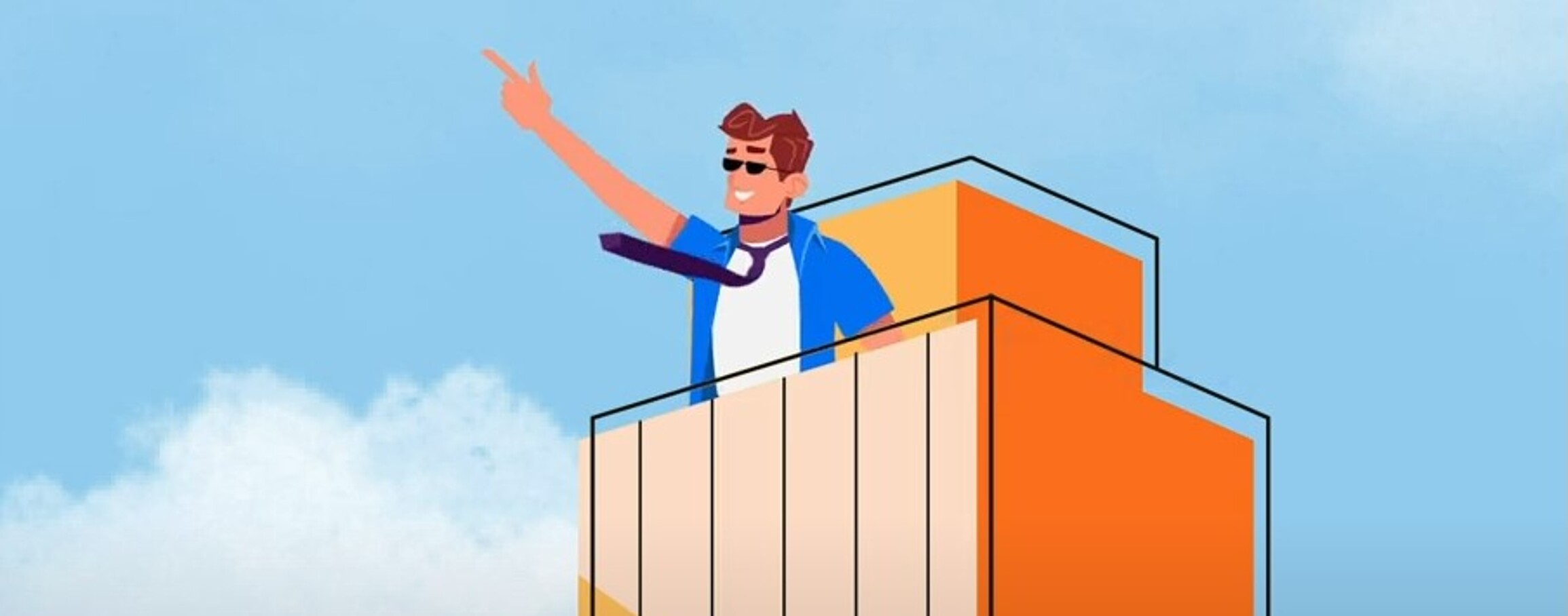 Video thumbnail for “Sneak peek into IBA at RSM,” featuring an illustrated student standing on a stylised building.