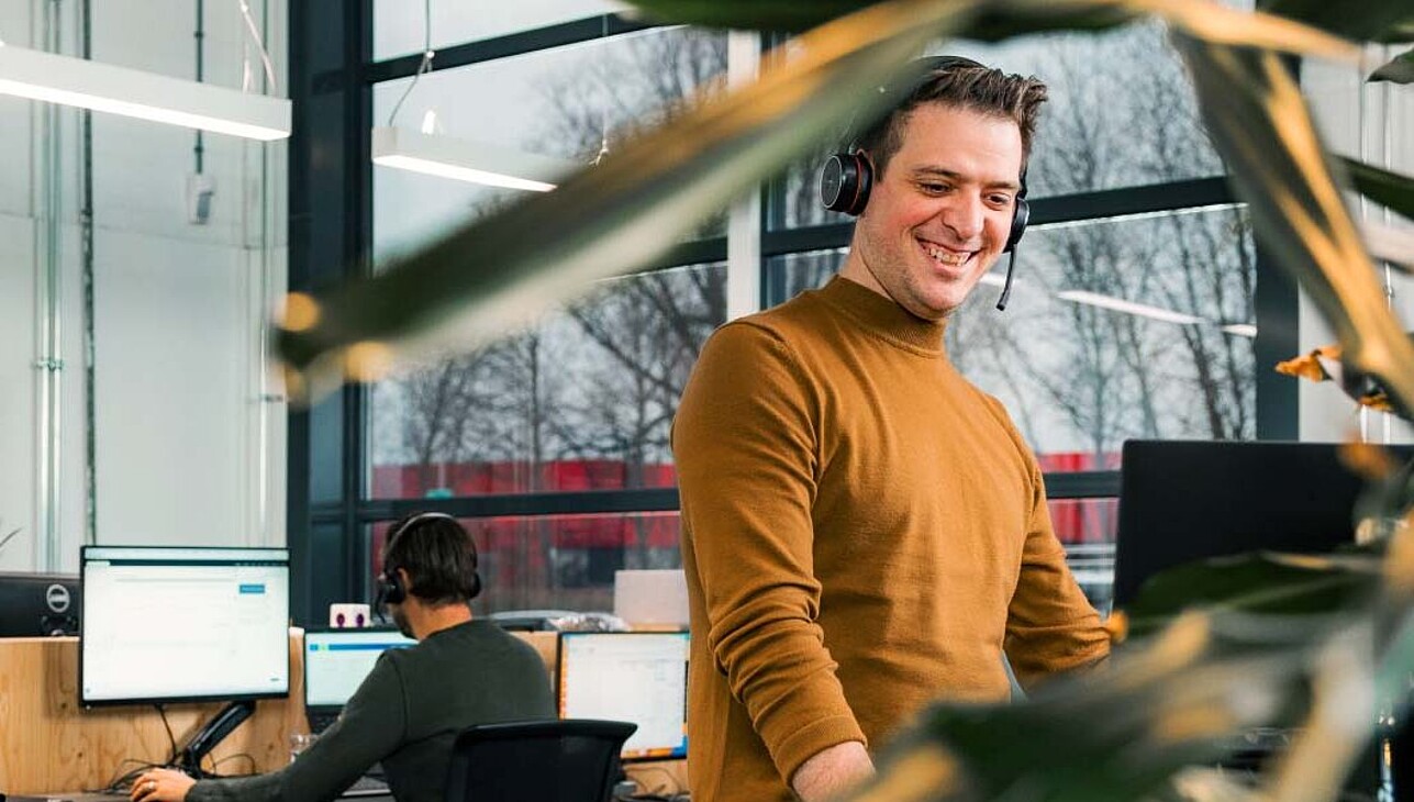 Man in front of computer