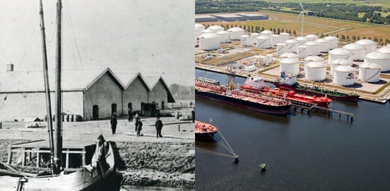 Pakhuismeesteren in 1875 and modern-day Vopak (photos by Vopak)