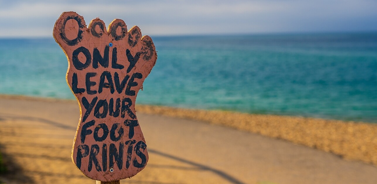 beach with sign