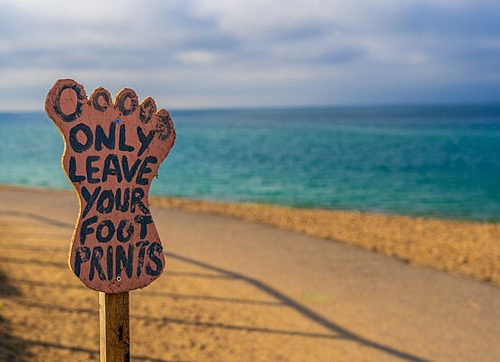beach with sign