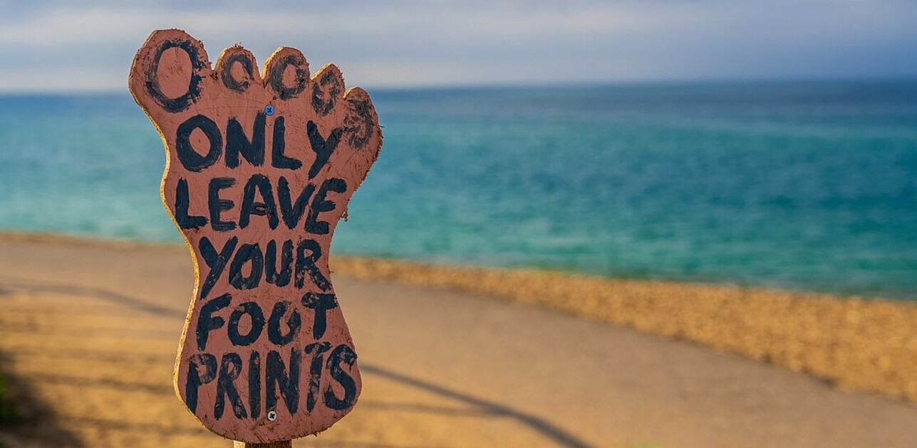 beach with sign