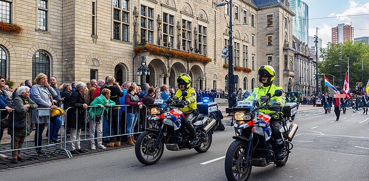 Police on motor bikes.