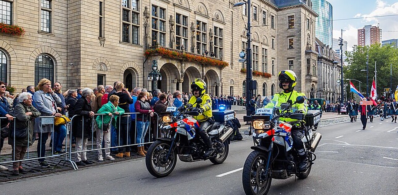 Police on motor bikes.