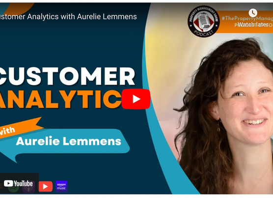 Image shows a presentation slide of Aurelie Lemmens presentation on customer analytics