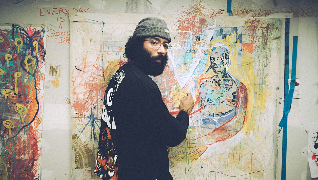 Person making art