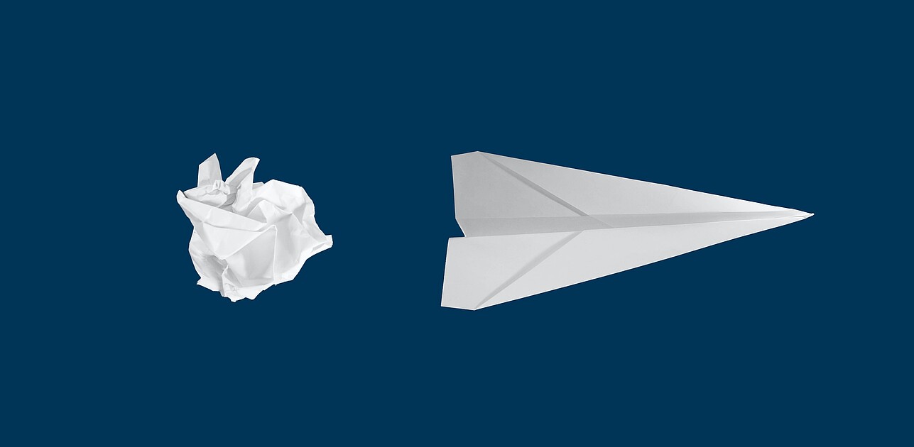 from crumbled paper to paper airoplane