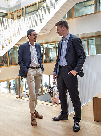 Students in Polak building on Erasmus University campus