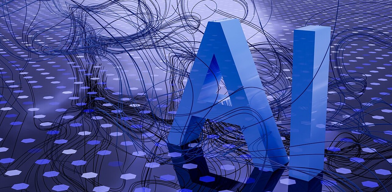 The letter A and I, describing artificial intelligence