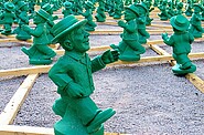 Small green statues of a men