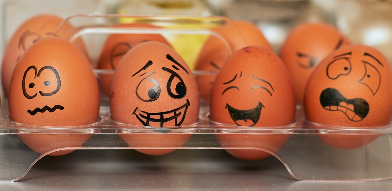 eggs with different faces painted on them