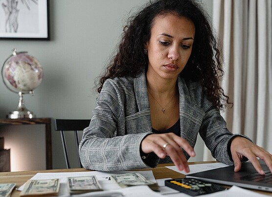 a woman working