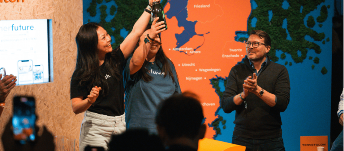 Micky Chen and her sister Linky celebrate the launch of HerFuture