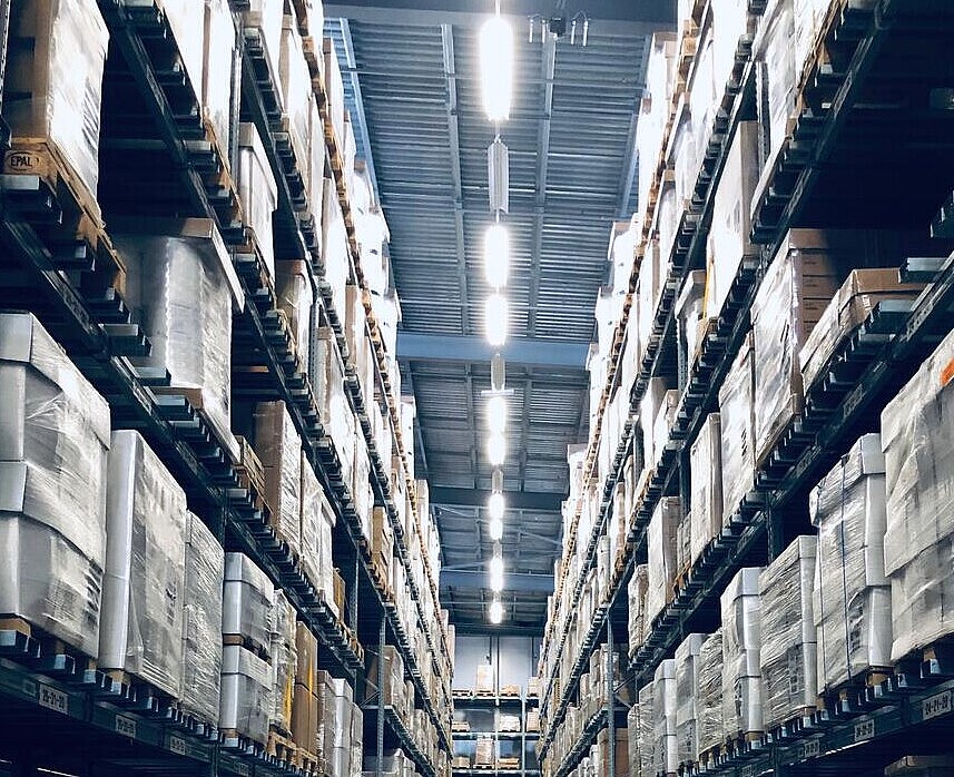 boxes stacked in storage