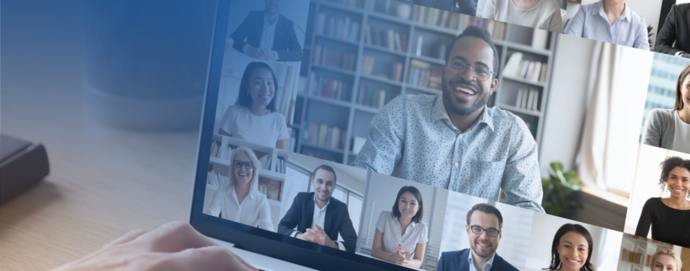 Group of executive students paying attention and listening during an online class